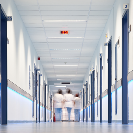ladies walking down a hall